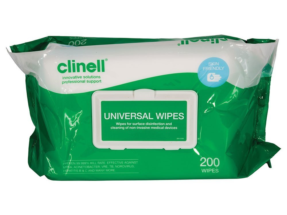 Clinell Wipes CW200 Universal Sanitising Anti-Bacterial x 200
